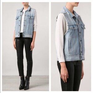 Rag & Bone Denim Distressed Button Down Vest